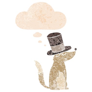 çizgi film kurt ıslık üst şapka giyen ve ret düşünce balonu