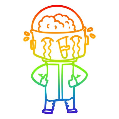 gökkuşağı gradyan çizgi çizim karikatür ağlayan robot