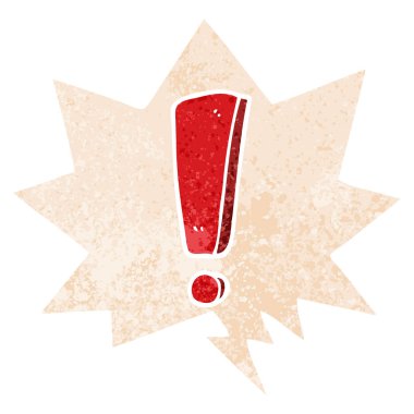 retro dokulu sty karikatür ünlem işareti ve konuşma balonu