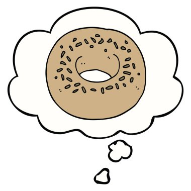 karikatür donut ve düşünce balonu
