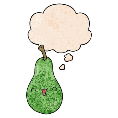 karikatür armut ve grunge doku desen tarzında düşünce balonu