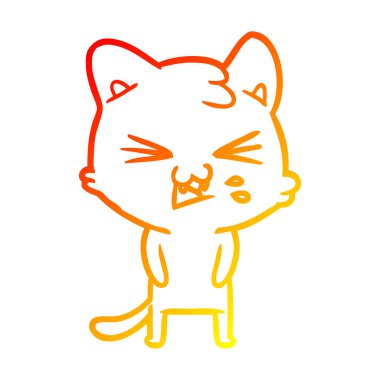 sıcak degrade çizgi çizim karikatür kedi hissing