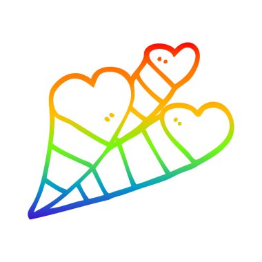 gökkuşağı degrade çizgi çizim karikatür aşk kalpleri