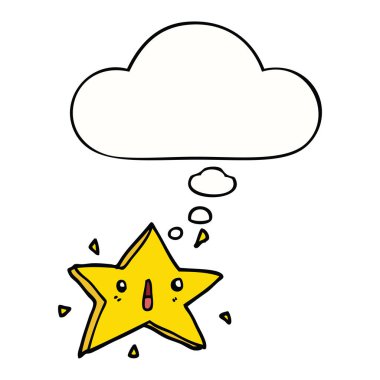 sevimli karikatür yıldızı ve düşünce balonu