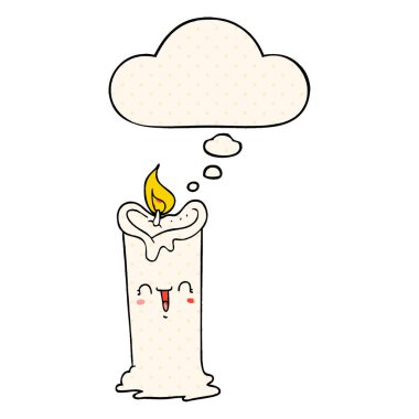 çizgi film mutlu mum ve çizgi roman tarzında kabarcık düşünce