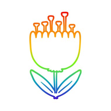 gökkuşağı degrade çizgi çizim karikatür çiçek