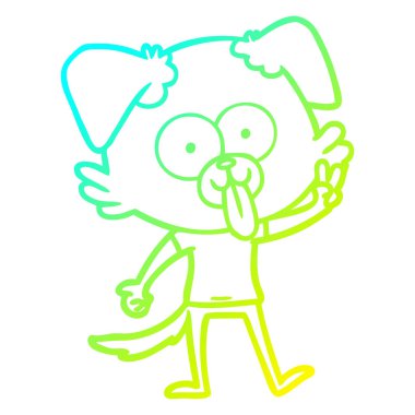 dil dışarı yapışmasını ile soğuk degrade çizgi çizim karikatür köpek