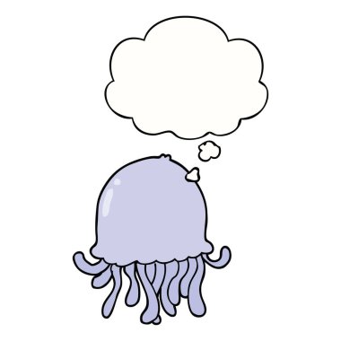 karikatür denizanası ve düşünce balonu