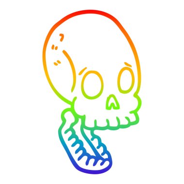 gökkuşağı gradyan çizgi çizim karikatür kafatası