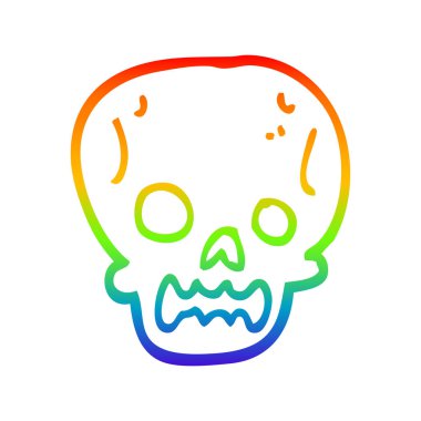 gökkuşağı gradyan çizgi çizim karikatür halloween kafatası