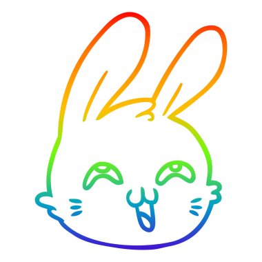 gökkuşağı gradyan çizgi çizim karikatür mutlu tavşan yüz