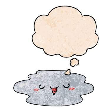 grunge doku pa yüz ve düşünce balonu ile karikatür su birikintisi