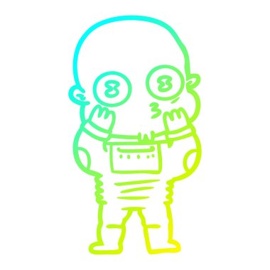 soğuk degrade çizgi çizim karikatür garip kel uzay adamı