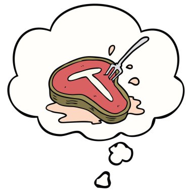karikatür biftek ve düşünce balonu