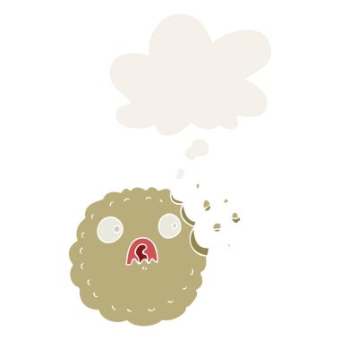 korkmuş çerez karikatür ve retro tarzında kabarcık düşünce