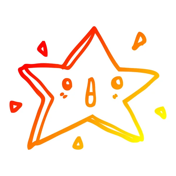 Warme kleurovergang lijntekening schattig cartoon ster — Stockvector