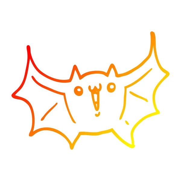Línea de gradiente caliente dibujo dibujos animados murciélago vampiro feliz — Vector de stock