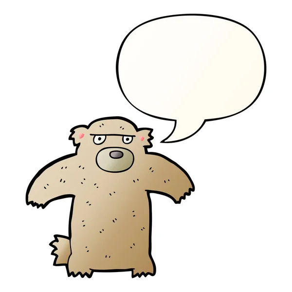 Cartoon bear and speech bubble in smooth gradient style — Stock Vector