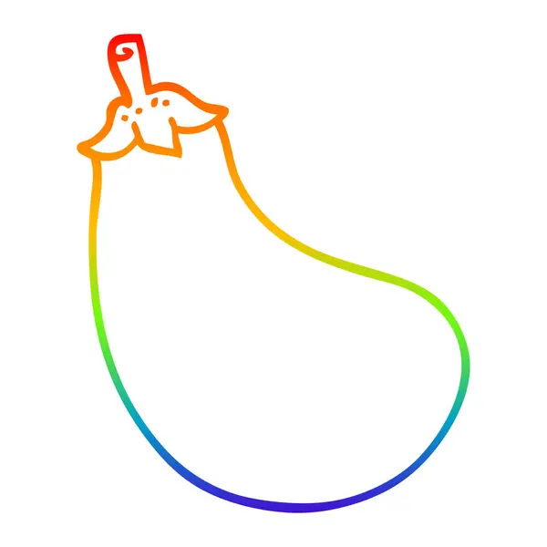Linea gradiente arcobaleno disegno cartone animato melanzane — Vettoriale Stock
