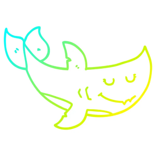 Froid dégradé ligne dessin dessin dessin animé requin — Image vectorielle