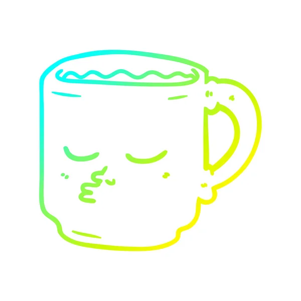 Froid dégradé ligne dessin dessin dessin animé tasse de café — Image vectorielle