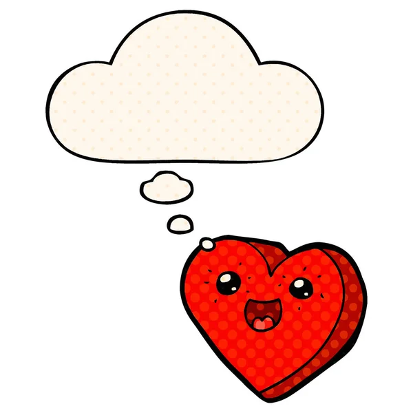 Персонаж мультфільму серця і мислення бульбашки в стилі коміксів — стоковий вектор