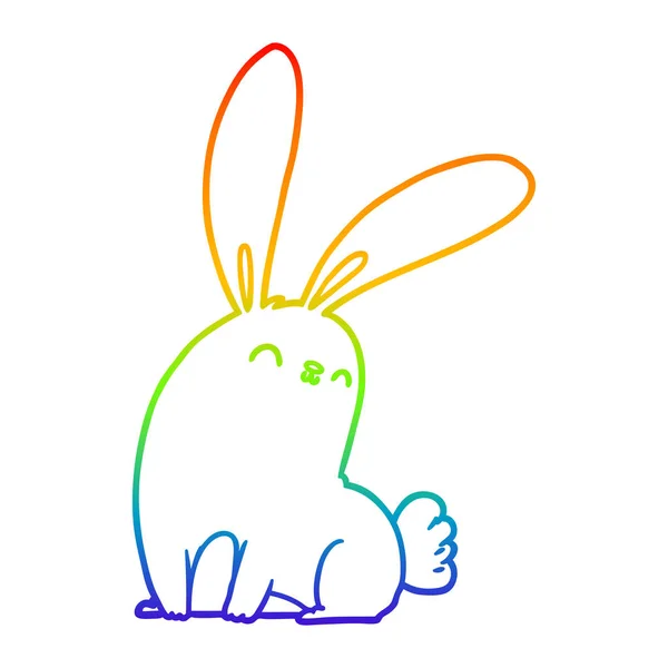 Arco-íris linha gradiente desenho bonito coelho desenhos animados —  Vetores de Stock