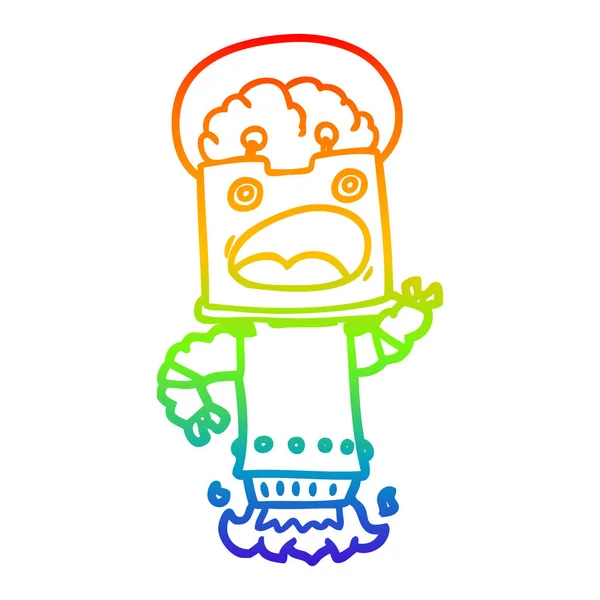 Regenboog gradiënt lijntekening cartoon robot — Stockvector