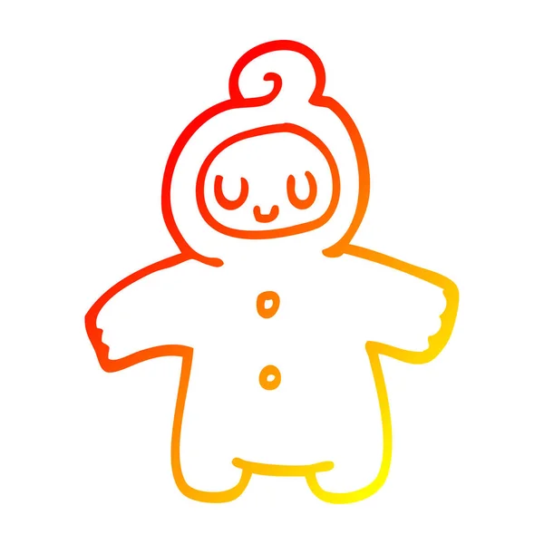 따뜻한 그라데이션 라인 그리기 만화 인간의 아기 — 스톡 벡터