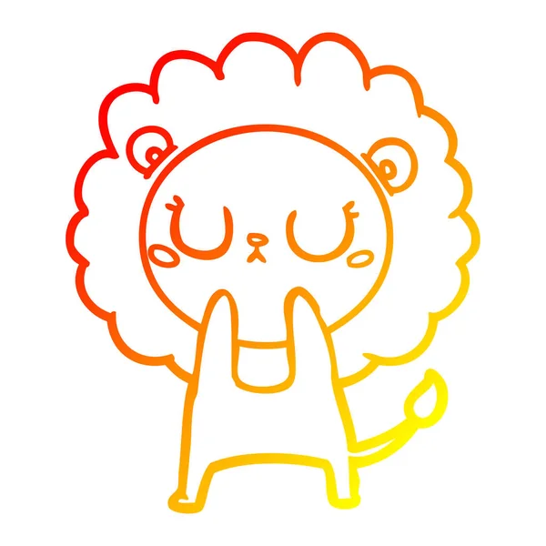 Linea gradiente caldo disegno cartone animato leone — Vettoriale Stock