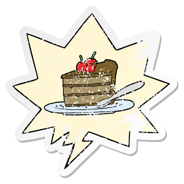 karikatür pahalı dilim çikolatalı kek ve konuşma kabarcık dist