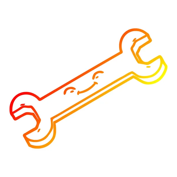 Warme Gradientenlinie Zeichnung Cartoon Schraubenschlüssel — Stockvektor
