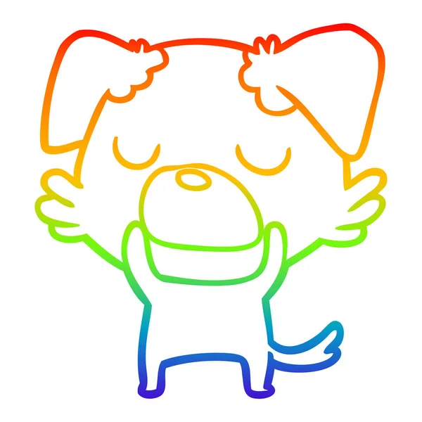 Regenboog gradiënt lijntekening cartoon hond — Stockvector