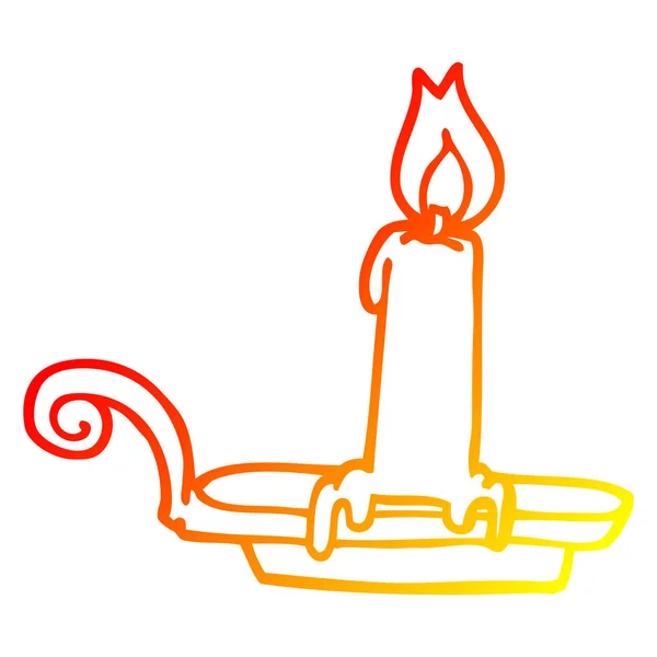 Línea de gradiente caliente dibujo de dibujos animados vela ardiente — Archivo Imágenes Vectoriales