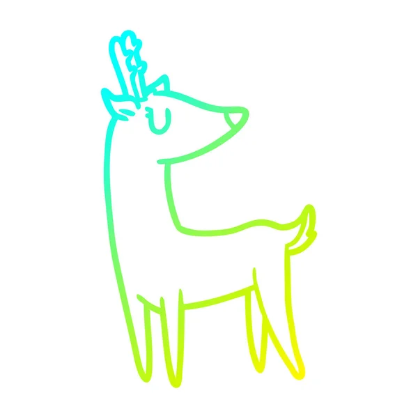 Línea de gradiente frío dibujo de dibujos animados ciervos — Vector de stock