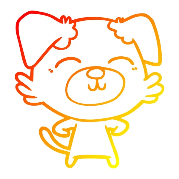 Warme kleurovergang lijntekening cartoon hond — Stockvector