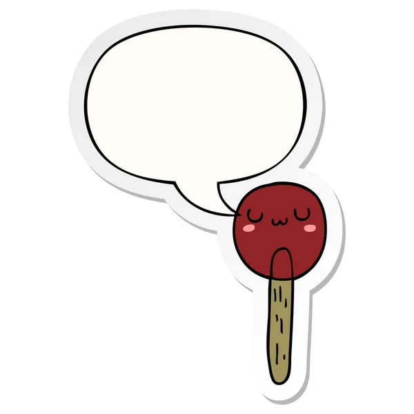 Cartoon lollipop and speech bubble sticker — Stock Vector