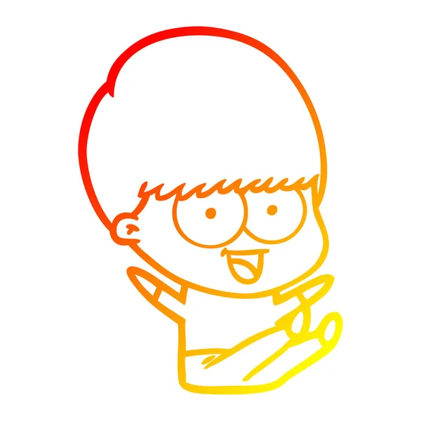 Linha gradiente quente desenho feliz cartoon menino — Vetor de Stock