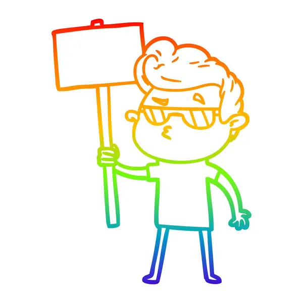 彩虹渐变线绘制卡通酷家伙 — 图库矢量图片