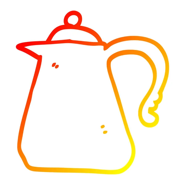 Warm gradient line drawing cartoon kettle — Stock Vector