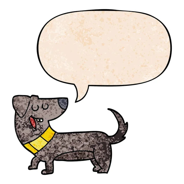 Cartoon dog and speech bubble in retro texture style — Stock Vector