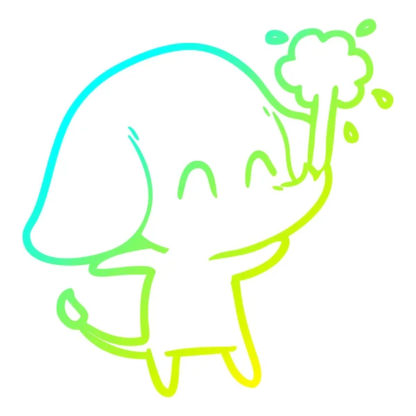 Studená Přechodová čára obrázek roztomilý kreslený sloní voda — Stockový vektor