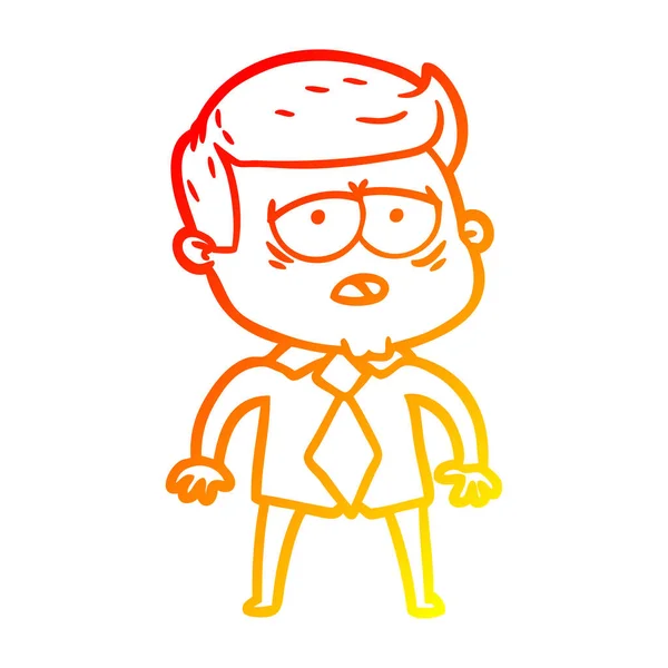Sıcak degrade çizgi çizim karikatür yorgun adam — Stok Vektör