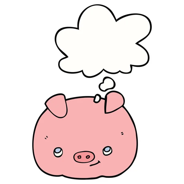 Cartoon Happy Pig och tänkte bubbla — Stock vektor