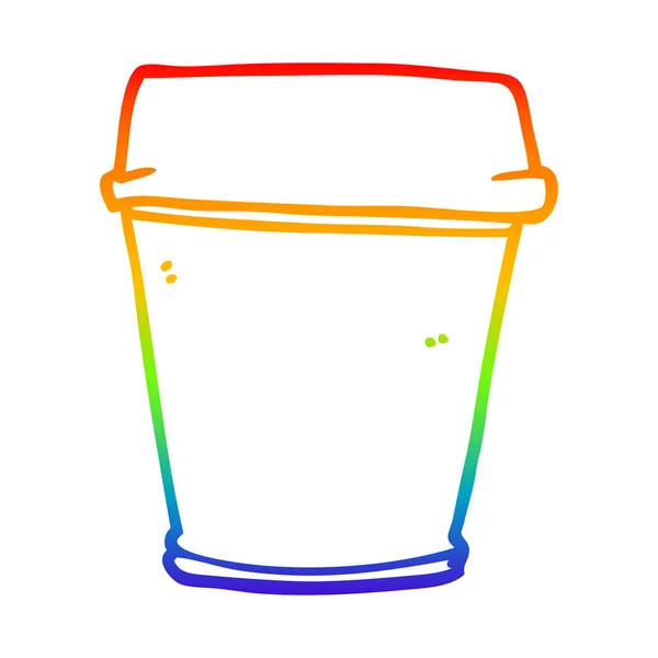 Linea gradiente arcobaleno disegno cartone animato prendere il caffè — Vettoriale Stock