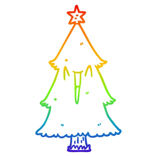 Linea gradiente arcobaleno disegno albero di Natale — Vettoriale Stock