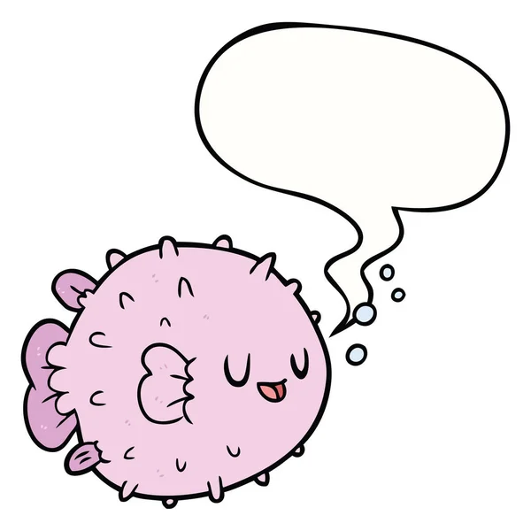 Cartoon blowfish e bolha de fala — Vetor de Stock