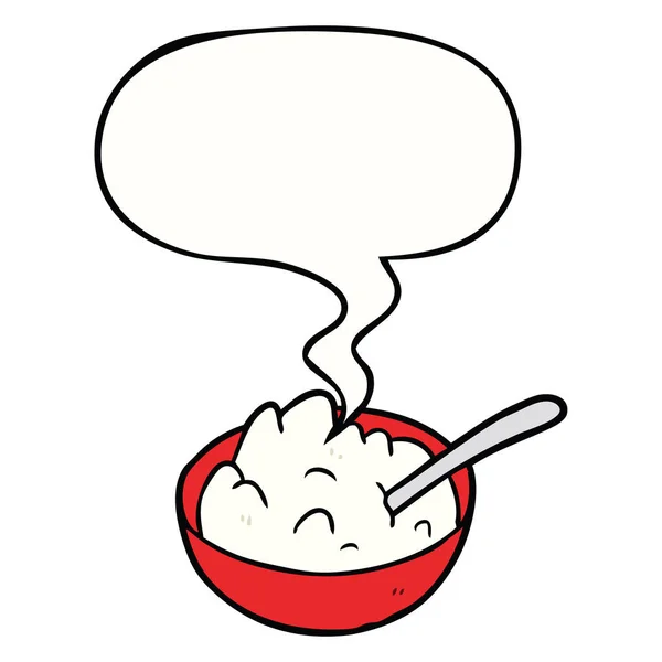 卡通碗粥和演讲泡泡 — 图库矢量图片