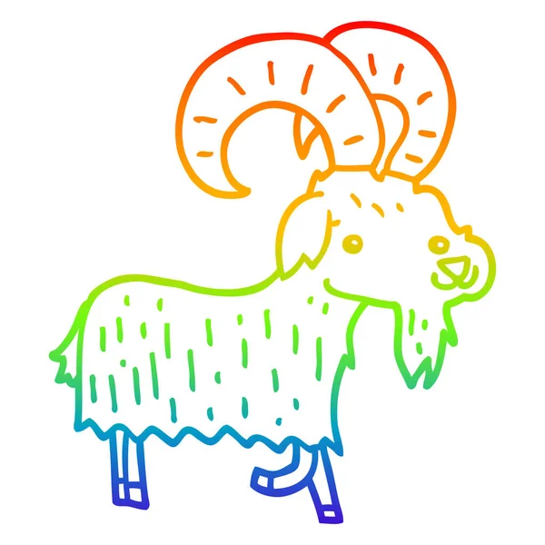 Gradient arc-en-ciel ligne dessin dessin animé chèvre — Image vectorielle