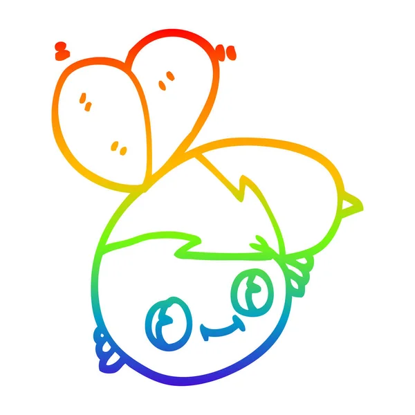 Rainbow gradient ligne dessin mignon dessin animé abeille — Image vectorielle